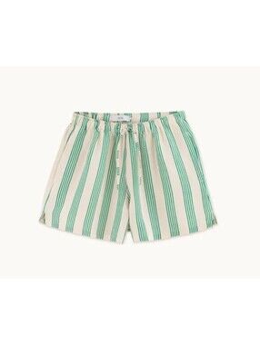 The Tiny Big Sister Linen Blend Green Stripe Shorts Size Small 36